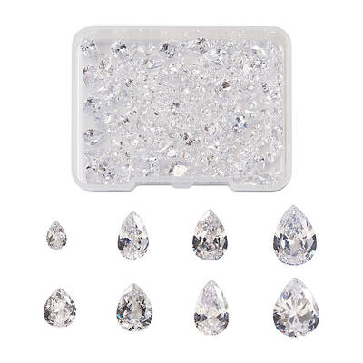 315Pcs 8 Style Teardrop-Shaped Cubic Zirconia Cabochons