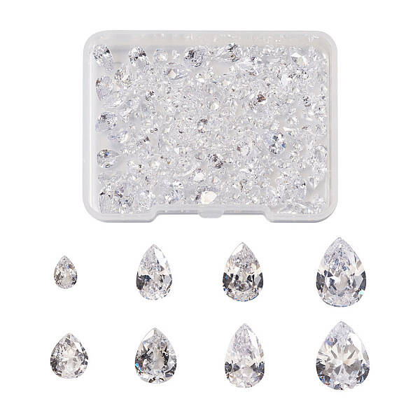 315Pcs 8 Style Teardrop-Shaped Cubic Zirconia Cabochons