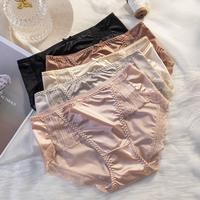 Women's 5 Pcs Plain Contrast Lace Scallop Trim Knicker,Casual Breathable Comfy Bow Decor Panty for Daily Wear, Women's Underw...