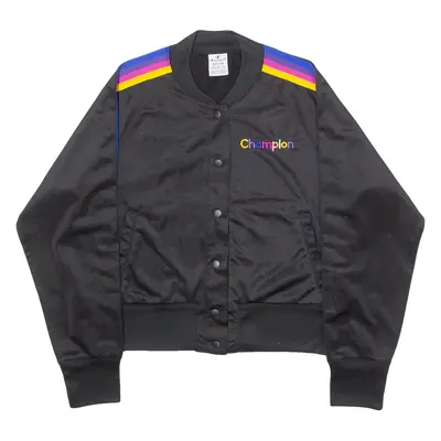 CHAMPION Womens Bomber Jacket Black Striped M