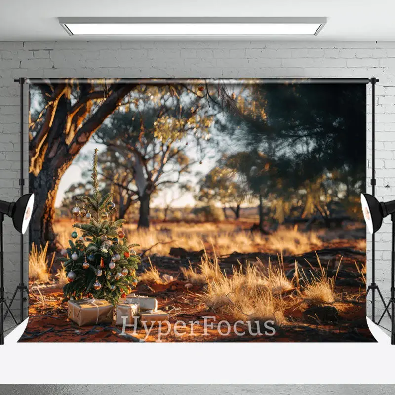 Blurry Wild Forest Tree Gifts Christmas Backdrop - Aperturee