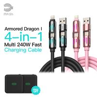 [Buy 1 Get 1 Free]mfish  Universal 4-in-1 Multi USB Charging Cable  – USB A, Type C, Lightning Connectors – MAX 240W Fast...