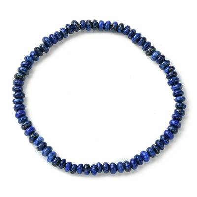 Natural Lapis Lazuli Flat Round Beaded Stretch Bracelets for Women