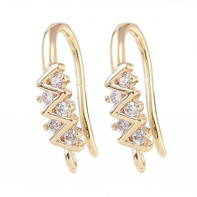 Brass Micro Pave Cubic Zirconia Earring Hooks