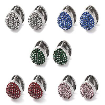 304 Stainless Steel Rhinestone Hoop Earrings for Women