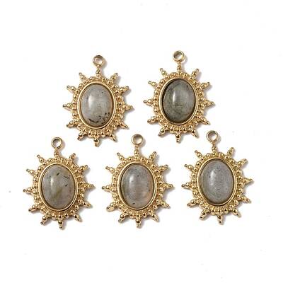PVD Vacuum Plating 201 Stainless Steel Natural Labradorite Pendants