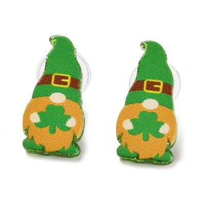Saint Patrick's Day Theme Acrylic & 304 Stainless Steel Stud Earring for Women Men