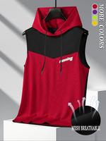 Men's Colorblock & Letter Print Drawstring Hooded Tank Top, Regular Fit Casual Sleeveless Top for Summer, Graphic Tees, Stree...