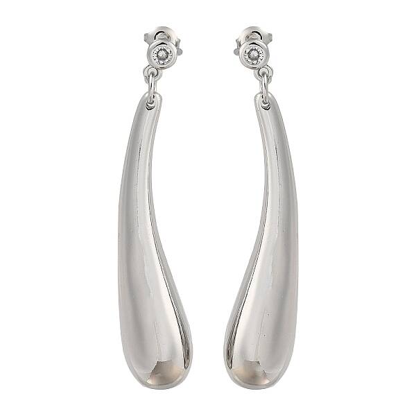 Brass Micro Pave Cubic Zirconia Teardrop Stud Earrings