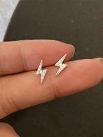 Lightning Design Rhinestone Decor Stud Earrings, Cute Earrings for Women, Fashion Jewelry for Party, Daily Clothing Decor for...