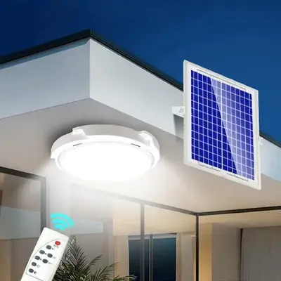 2-speed Dimming Solar Ceiling Light, 1 Count Remote Control Waterproof Solar Ceiling Light, Use For Home Garden Lighting Deco...