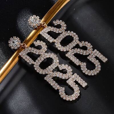 Brass Rhinestone Stud Earrings