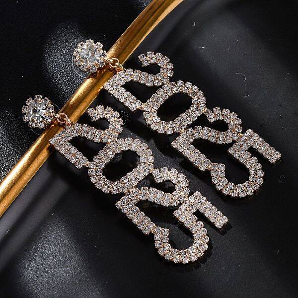 Brass Rhinestone Stud Earrings
