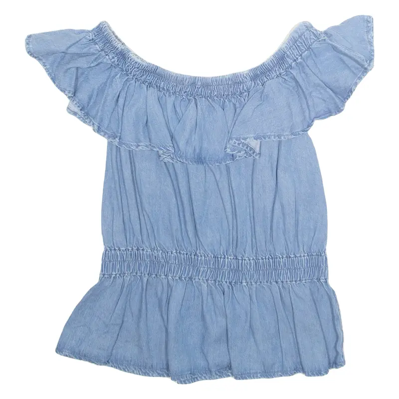 ALL SAINTS Womens Top Blue Off Shoulder L
