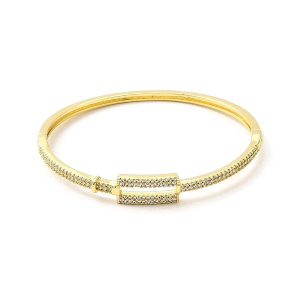 Clear Cubic Zirconia Hollow Out Rectangle Hinged Bangle