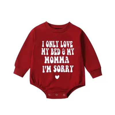 Newborn Baby Girl Boy My First Valentines Day Outfit I Only Love My Bed And My Momma Onesie I'm Sorry Romper