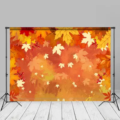 Oil Painting Red Maple Berry Autumn Backdrop For Decor - Aperturee