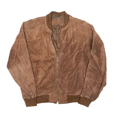 GI Bomber Leather Jacket Brown Suede 90s Mens M