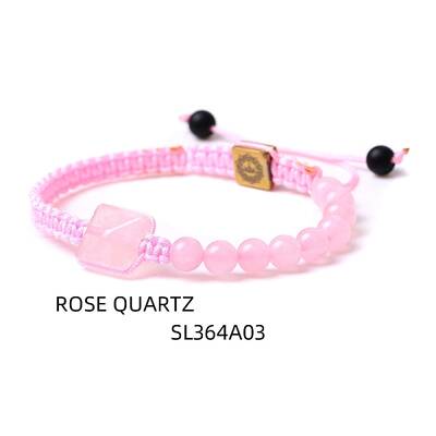 Natural Rose Quartz Pyramid Braided Beaded Bracelets