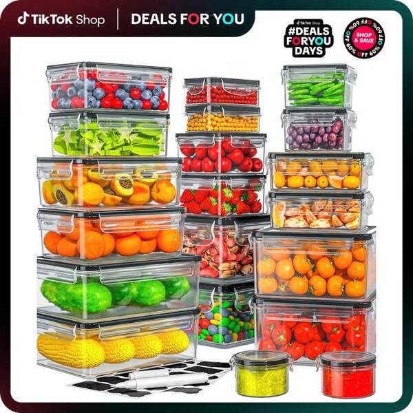 AISOON 40 PCS 85Oz Airtight Food Storage Set (20 Containers & Lids), BPA-Free,Leakproof, Microwave-Safe,for Kitchen Orga