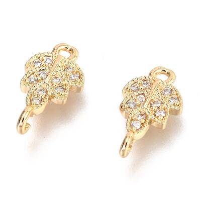 Brass Micro Pave Clear Cubic Zirconia Links Connectors