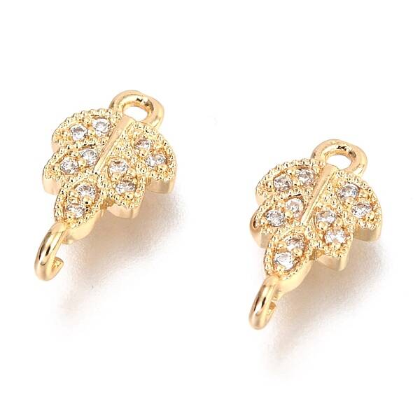 Brass Micro Pave Clear Cubic Zirconia Links Connectors