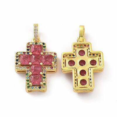Brass Micro Pave Clear Cubic Zirconia Pendants