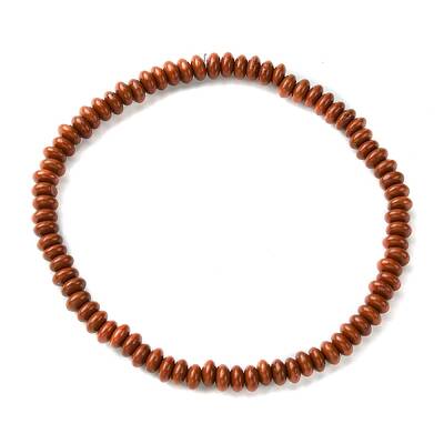 Natural Red Jasper Flat Round Beaded Stretch Bracelets for Women