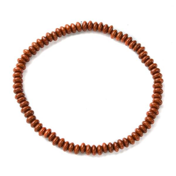 Natural Red Jasper Flat Round Beaded Stretch Bracelets for Women