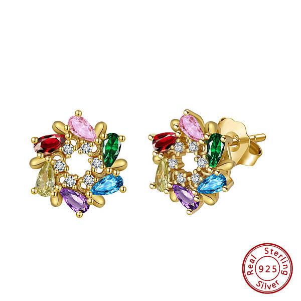 925 Sterling Silver Micro Pave Cubic Zirconia Stud Earrings