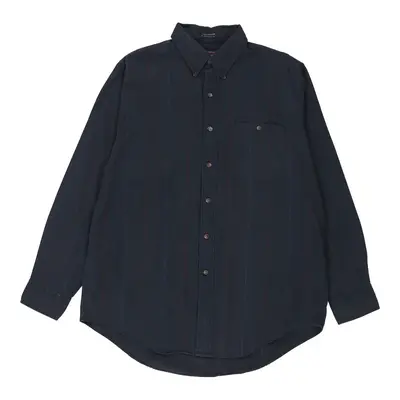 Chaps Ralph Lauren Striped Shirt - Large Navy Cotton