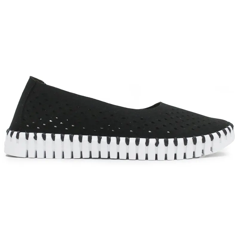Ilse Jacobsen Tulip 3579 Nylon Polyurethane Women's Slip On Shoes - Black White - Size:US 6 Women