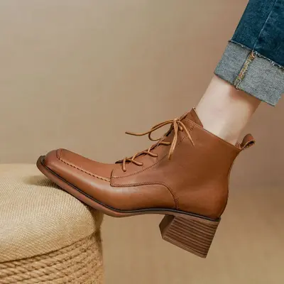 CHIKO Badru Square Toe Block Heels Ankle Boots