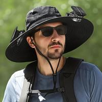 Outdoor Fishing Sun Hat with Built-in Solar Fan, USB Rechargeable 3 Speed Sun Hat with Fan, Dual Power Fan Outdoor Fan