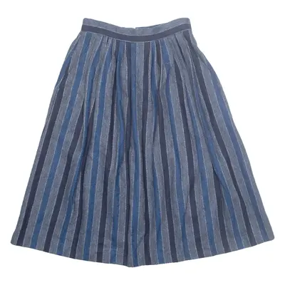 THE PETITE IDEA Womens A-Line Skirt Blue Midi Wool Striped XS
