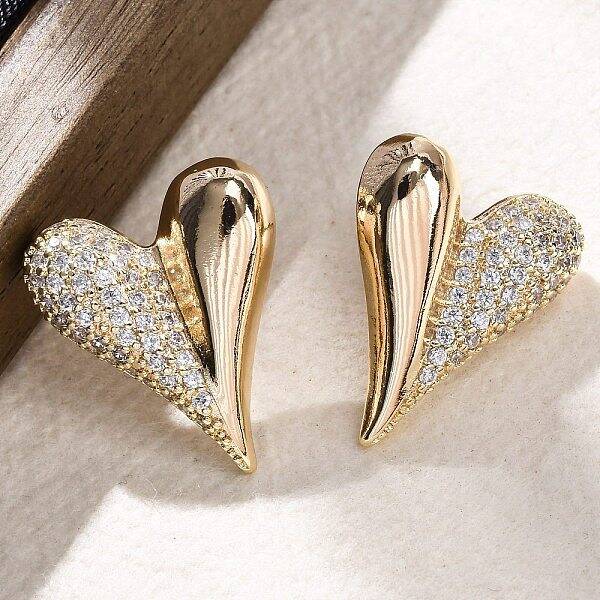 Brass Clear Cubic Zirconia Stud Earrings