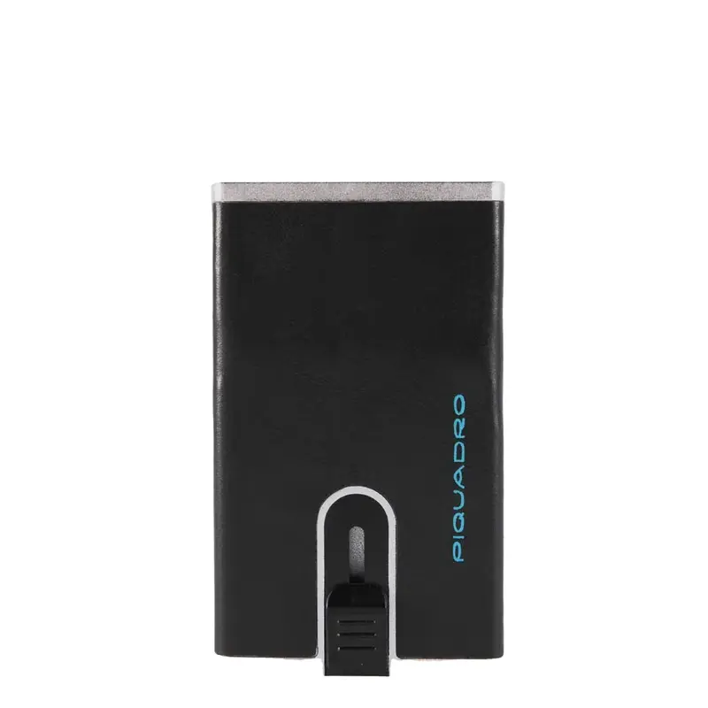 Piquadro Black Leather Credit Card Holder with Square Sliding System PP4825B2R-R Men