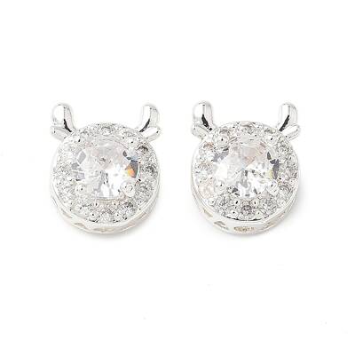 Brass Micro Pave Cubic Zirconia Beads