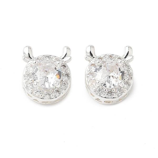 Brass Micro Pave Cubic Zirconia Beads