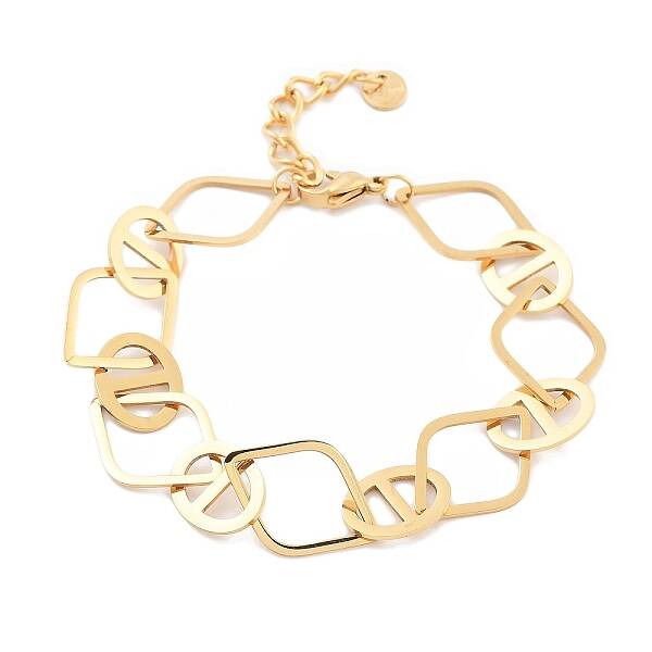 304 Stainless Steel Oval & Rhombus Link Chain Bracelets for Women