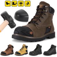 Men's Steel Toe Safety Shoes Work Boots Non Slip Comfortable Leather Boots Puncture-Proof Outdoor Breathable Mens Work Shoes ...