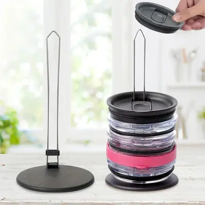 Stainless Steel Tumbler Lid Organizer, Space Saving Vertical Tumbler Cup Lid Holder, Tumbler Lid Storage Rack, Holds Up To 10...