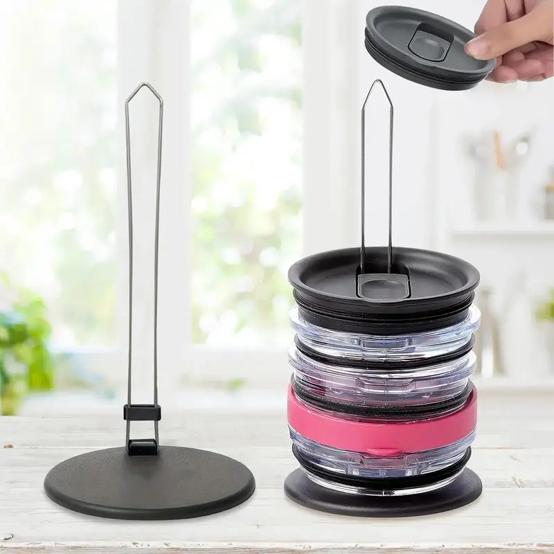 Stainless Steel Tumbler Lid Organizer, Space Saving Vertical Tumbler Cup Lid Holder, Tumbler Lid Storage Rack, Holds Up To 10...
