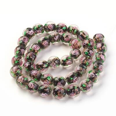 Handmade Gold Sand Lampwork Beads Strands