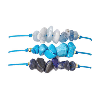 3Pcs 3 Styles Gemstone Braided Bead Bracelets