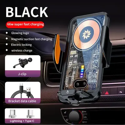 Wireless Car Charger Fast Auto Clamping Car Charger Phone Holder fit iPhone Pro tags Smartphone Cellphone Charging Electroni...