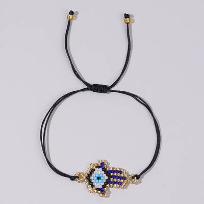 Colorful Beaded Woven Palm Eye Bracelet Ethnic Style Gift for Friend