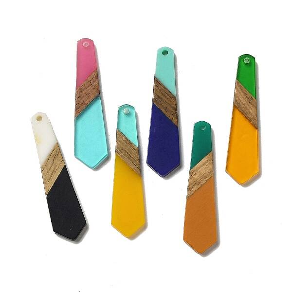 Opaque Resin & Walnut Wood Pendants