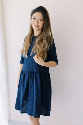Organic cotton women dress - Navy | Size: 36 (S)