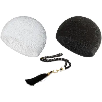 Kufi Hats for Men Muslim, Prayer Cap, Handicraft Taqiyah, Taqiyah Cap, Muslim Tasbih 99 Beads, Muslim Prayer Beads ESERRA
